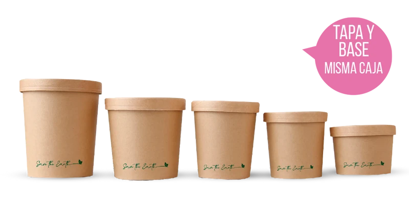 Sopera Cartón + Tapa Kraft 750ml (Combo)- 26oz (300 unid/caja) (exclusivo online)