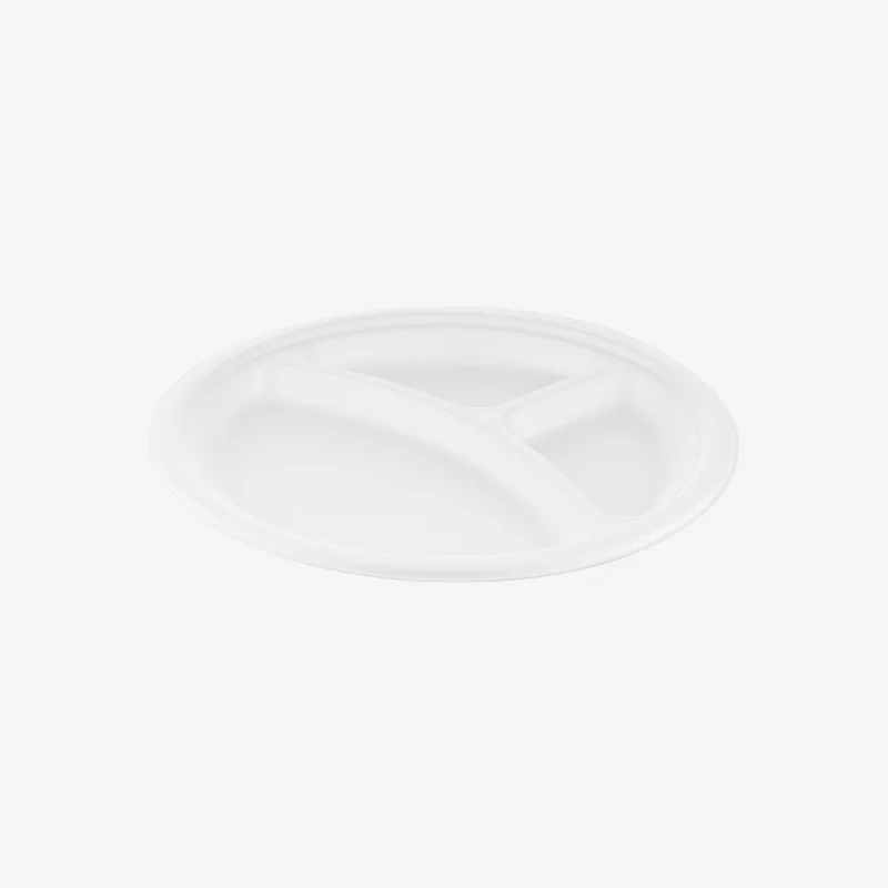 Plato Caña de Azúcar 26cm- 3 compartimentos (500 unid/caja)- (exclusivo online)
