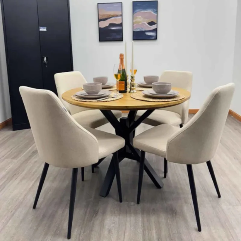 Tokoa Silla para Comedor Metálica Tapizada con Lino (CS-687)