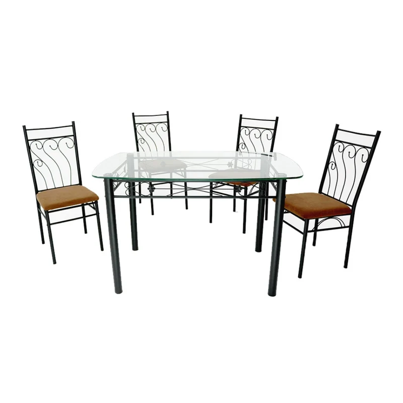 Tokoa Juego de Comedor 4 Sillas Metal/Vidrío (CO-4000)
