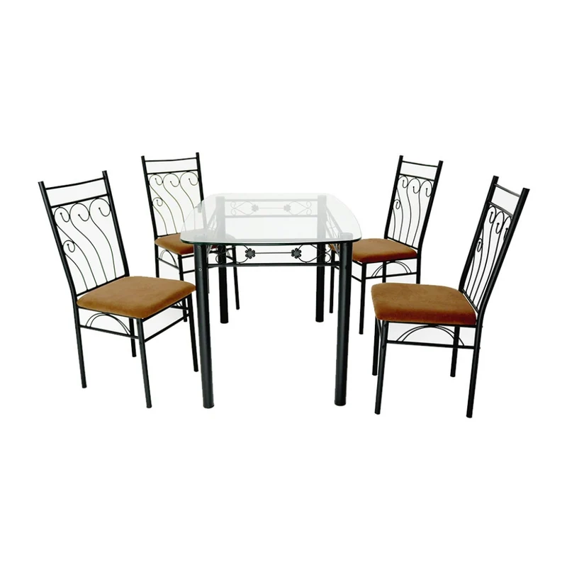Tokoa Juego de Comedor 4 Sillas Metal/Vidrío (CO-4000)