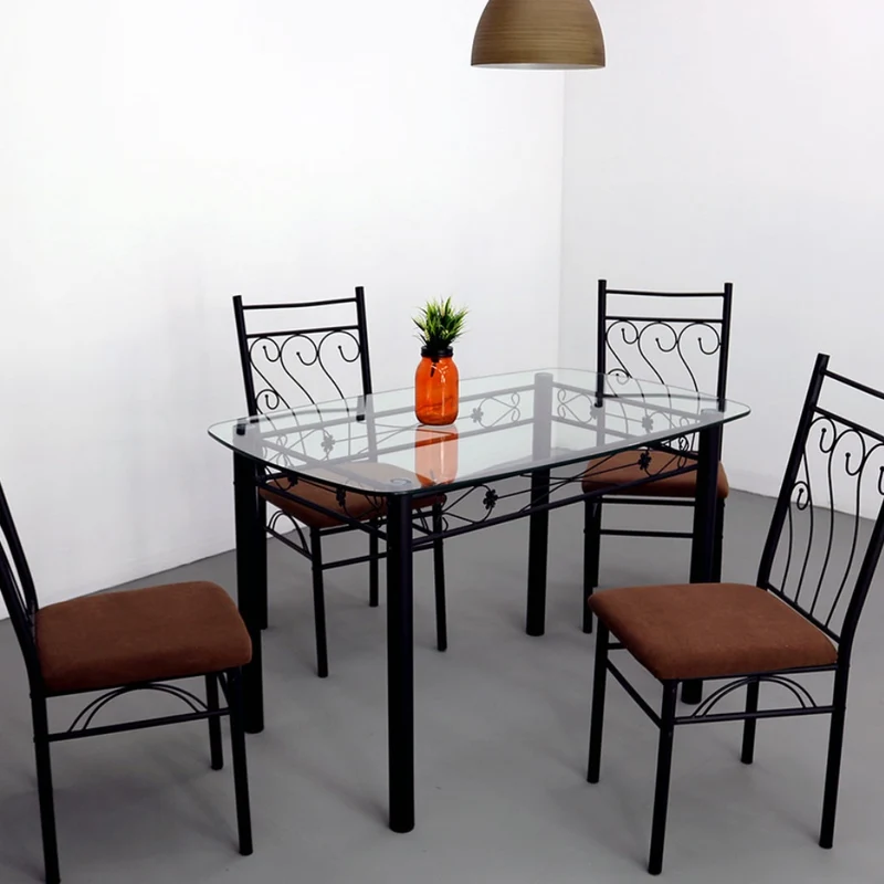 Tokoa Juego de Comedor 4 Sillas Metal/Vidrío (CO-4000)