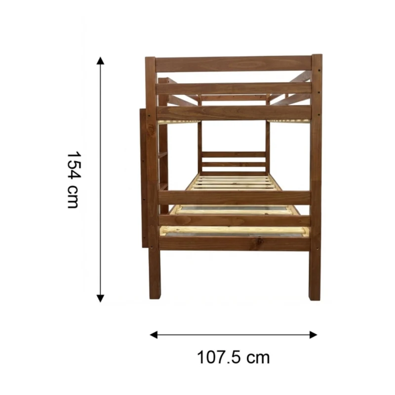 Tokoa Camarote Individual de 2 Niveles de Madera Castaño (CA-1723)