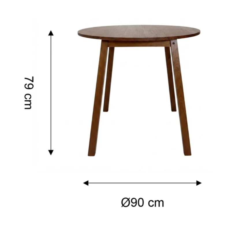 Tokoa Juego de Comedor Redondo 4 Sillas Madera Castaño (CO-4016)