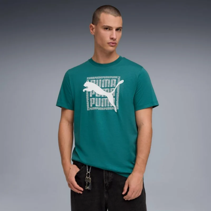 Puma Camiseta Manga Corta Graphic Wording Tee Verde, para Hombre