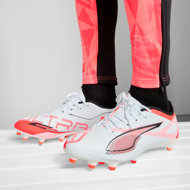 Puma Tacos para Fútbol Ultra 5 Play Blanco/Rojo, para Hombre