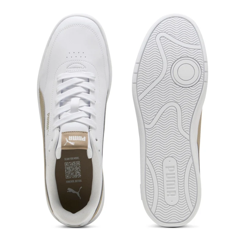 Puma Tenis Court Classic Clean Blanco/Café, para Hombre