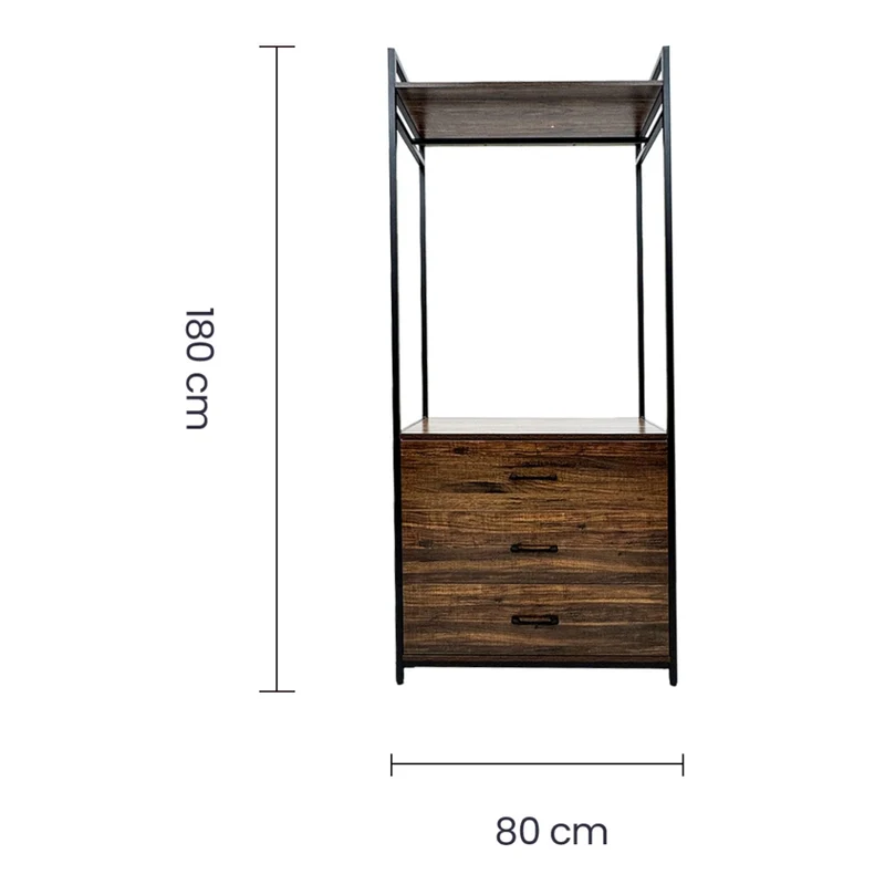 Tokoa Ropero Metal/Madera con 3 Gavetas y 1 Estante (AC-618)