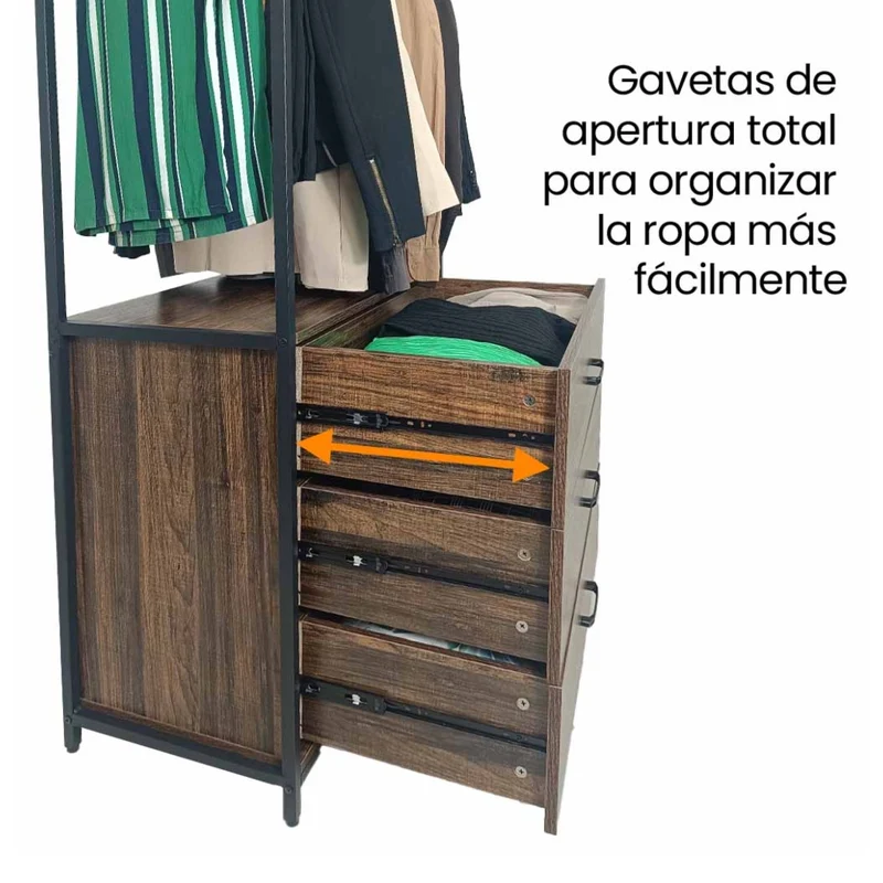 Tokoa Ropero Metal/Madera con 3 Gavetas y 1 Estante (AC-618)