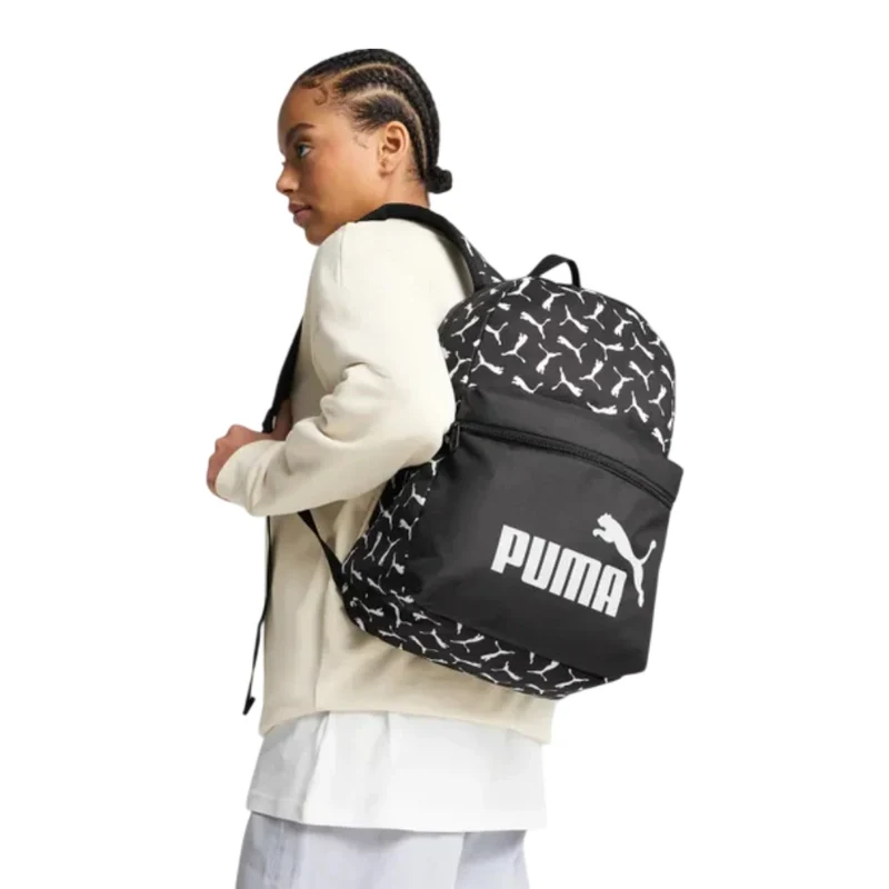 Puma Mochila Casual Phase AOP Logotipo Negro, Unisex