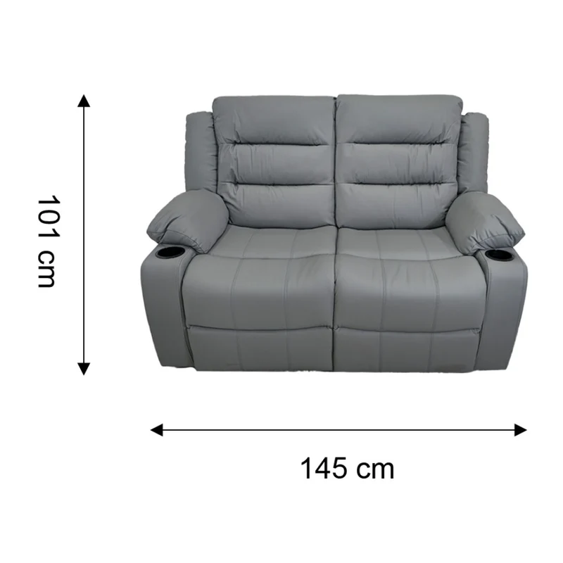 Tokoa Sofá Doble Reclinable Cuero Sintético 145x101x73cm (SA-4367)