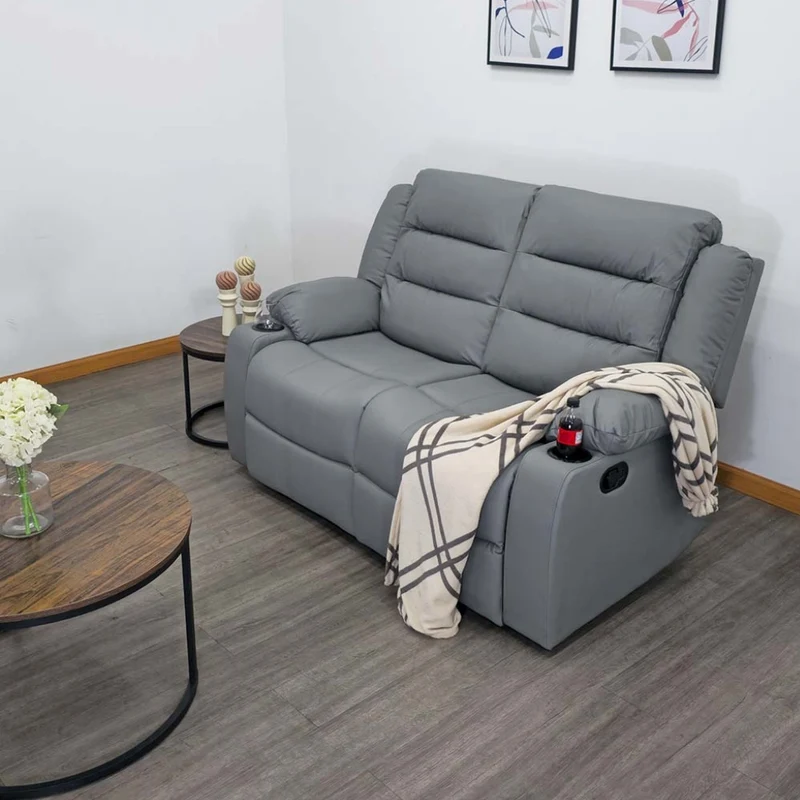 Tokoa Sofá Doble Reclinable Cuero Sintético 145x101x73cm (SA-4367)