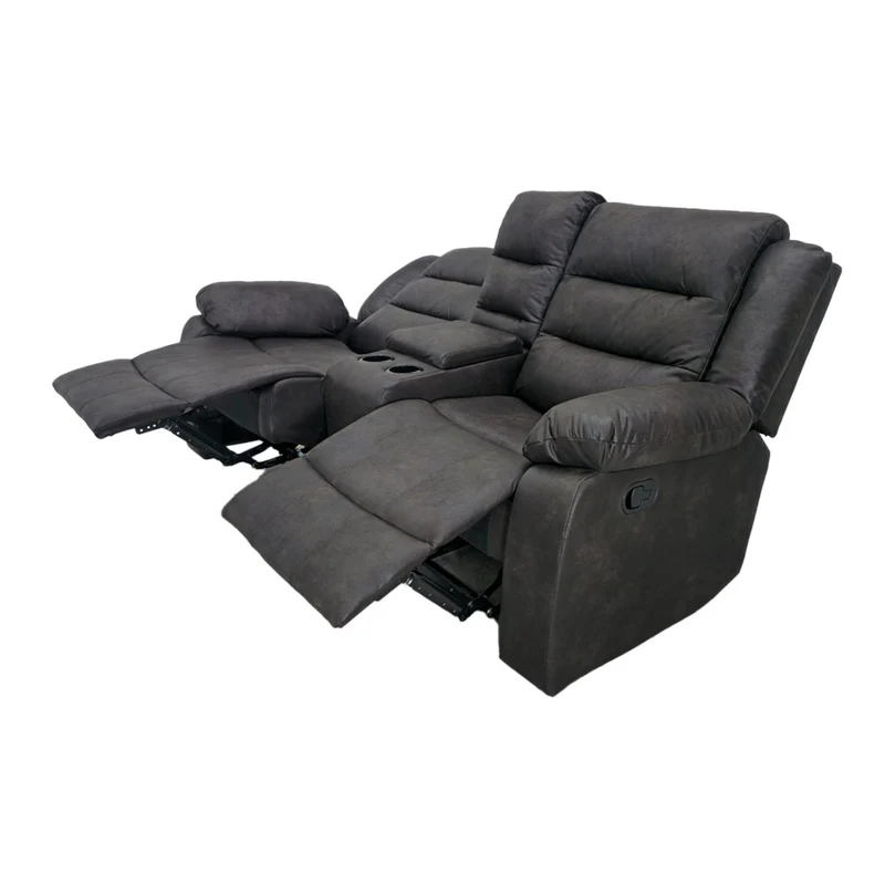 Tokoa Sofá Doble con Consola Reclinable Microcuero 185x101x73cm (SA-4370)