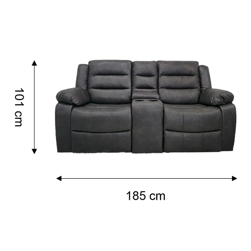 Tokoa Sofá Doble con Consola Reclinable Microcuero 185x101x73cm (SA-4370)