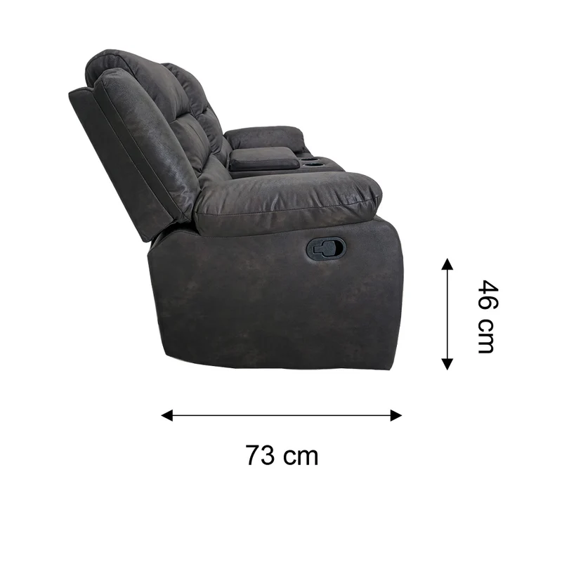 Tokoa Sofá Doble con Consola Reclinable Microcuero 185x101x73cm (SA-4370)