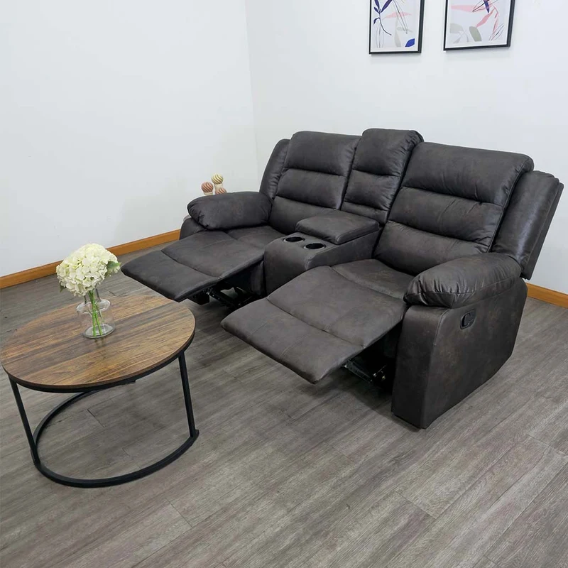 Tokoa Sofá Doble con Consola Reclinable Microcuero 185x101x73cm (SA-4370)