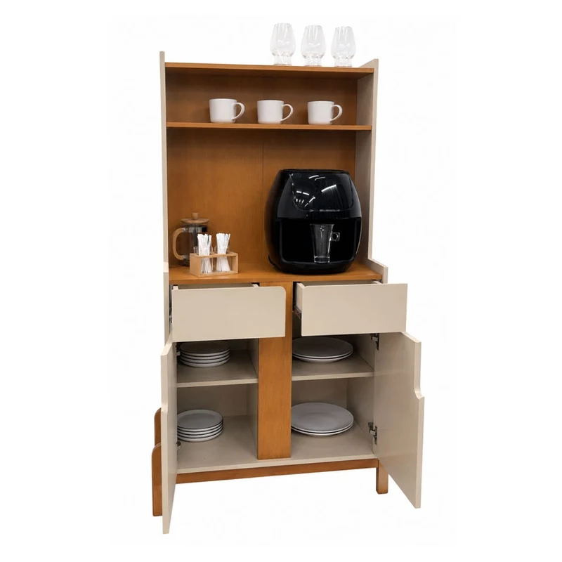 Tokoa Mesa Auxiliar con 2 Puertas y Estantes 80cm Off White (50525344)