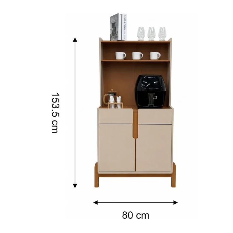 Tokoa Mesa Auxiliar con 2 Puertas y Estantes 80cm Off White (50525344)