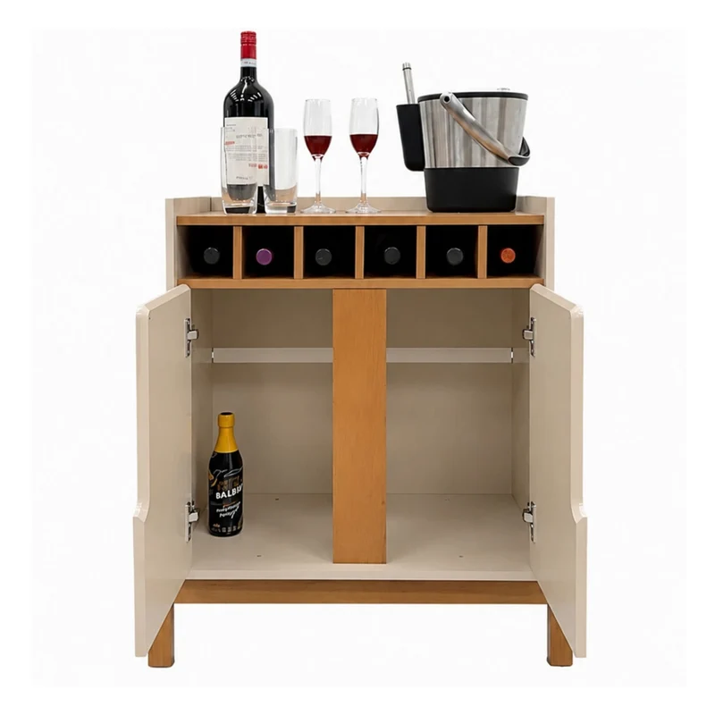 Tokoa Mesa Auxiliar con 2 Puertas y Vineras 73cm Off White (50522344)