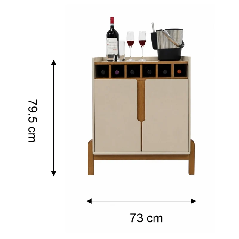 Tokoa Mesa Auxiliar con 2 Puertas y Vineras 73cm Off White (50522344)
