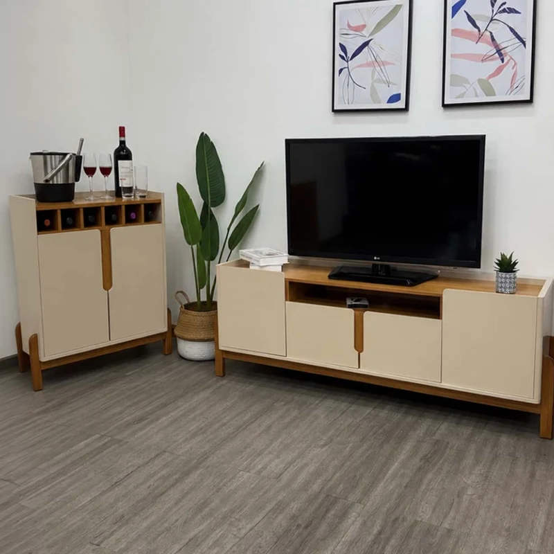 Tokoa Mesa Auxiliar con 2 Puertas y Vineras 73cm Off White (50522344)