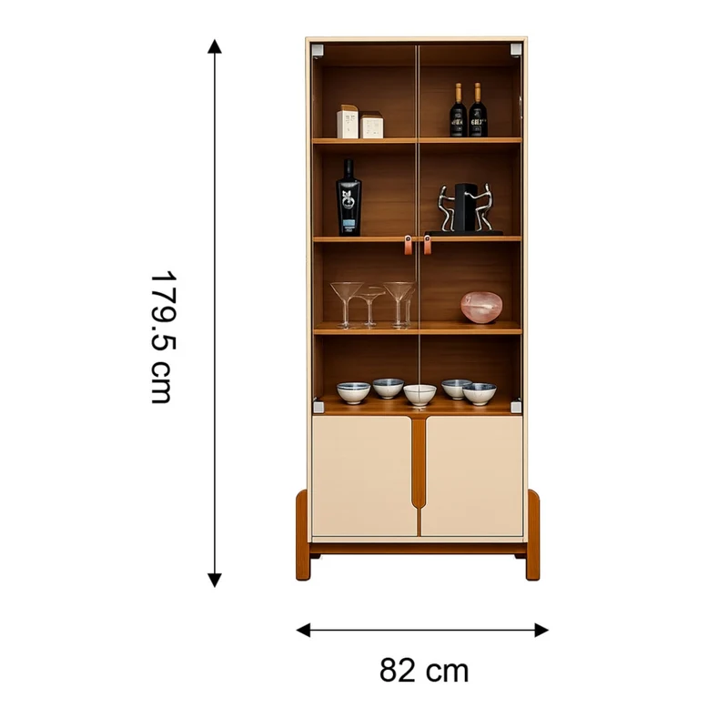 Tokoa Vitrina con 4 Puertas y Estantes 82cm Off White (50519344)