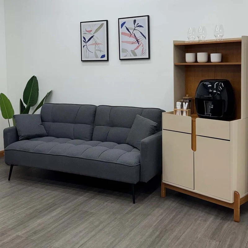 Tokoa Sofá Cama Tela de Lino con 2 Almohadas 184x78x87.5cm (SA-4377)