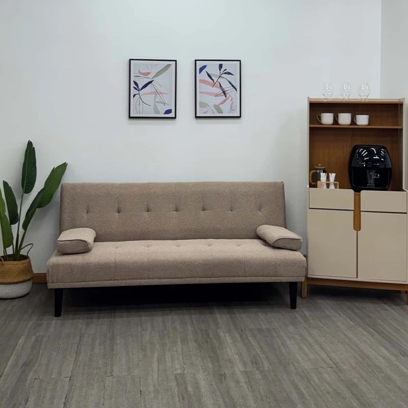Tokoa Sofá Cama Tela de Lino con 2 Almohadas 176x81x86cm