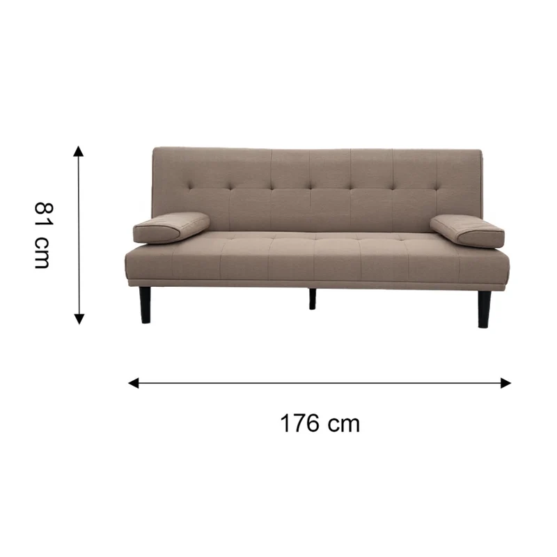 Tokoa Sofá Cama Tela de Lino con 2 Almohadas 176x81x86cm
