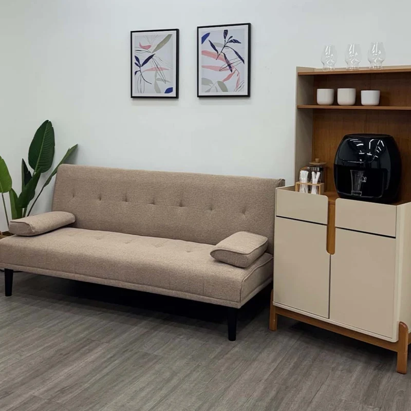 Tokoa Sofá Cama Tela de Lino con 2 Almohadas 176x81x86cm