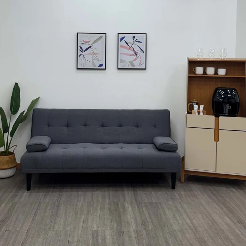 Tokoa Sofá Cama Tela de Lino con 2 Almohadas 176x81x86cm