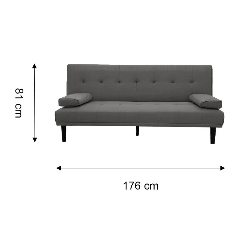 Tokoa Sofá Cama Tela de Lino con 2 Almohadas 176x81x86cm