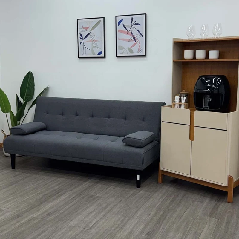 Tokoa Sofá Cama Tela de Lino con 2 Almohadas 176x81x86cm