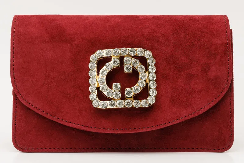 The California Burgundy Suede Leather Handbag