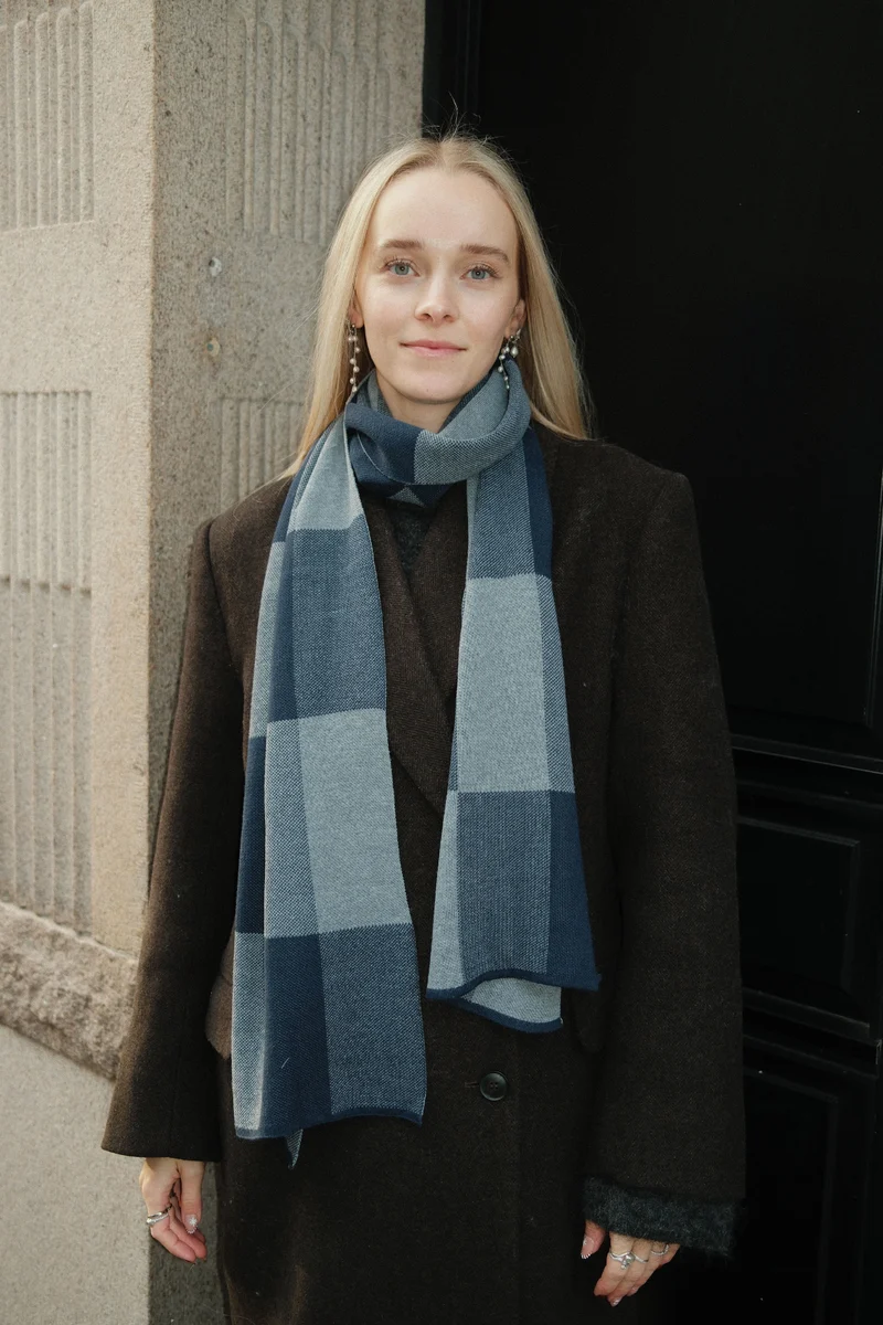 Scarf - Navy Checkered