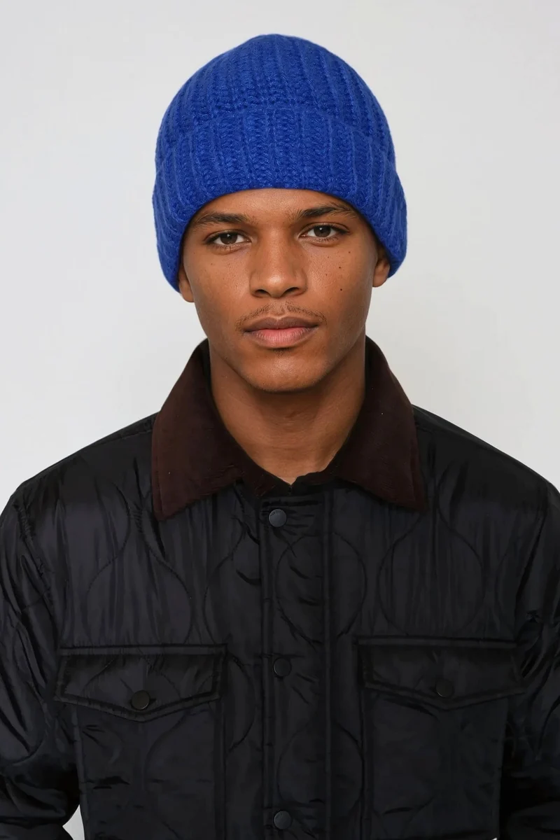 Ribbed Beanie - Blue