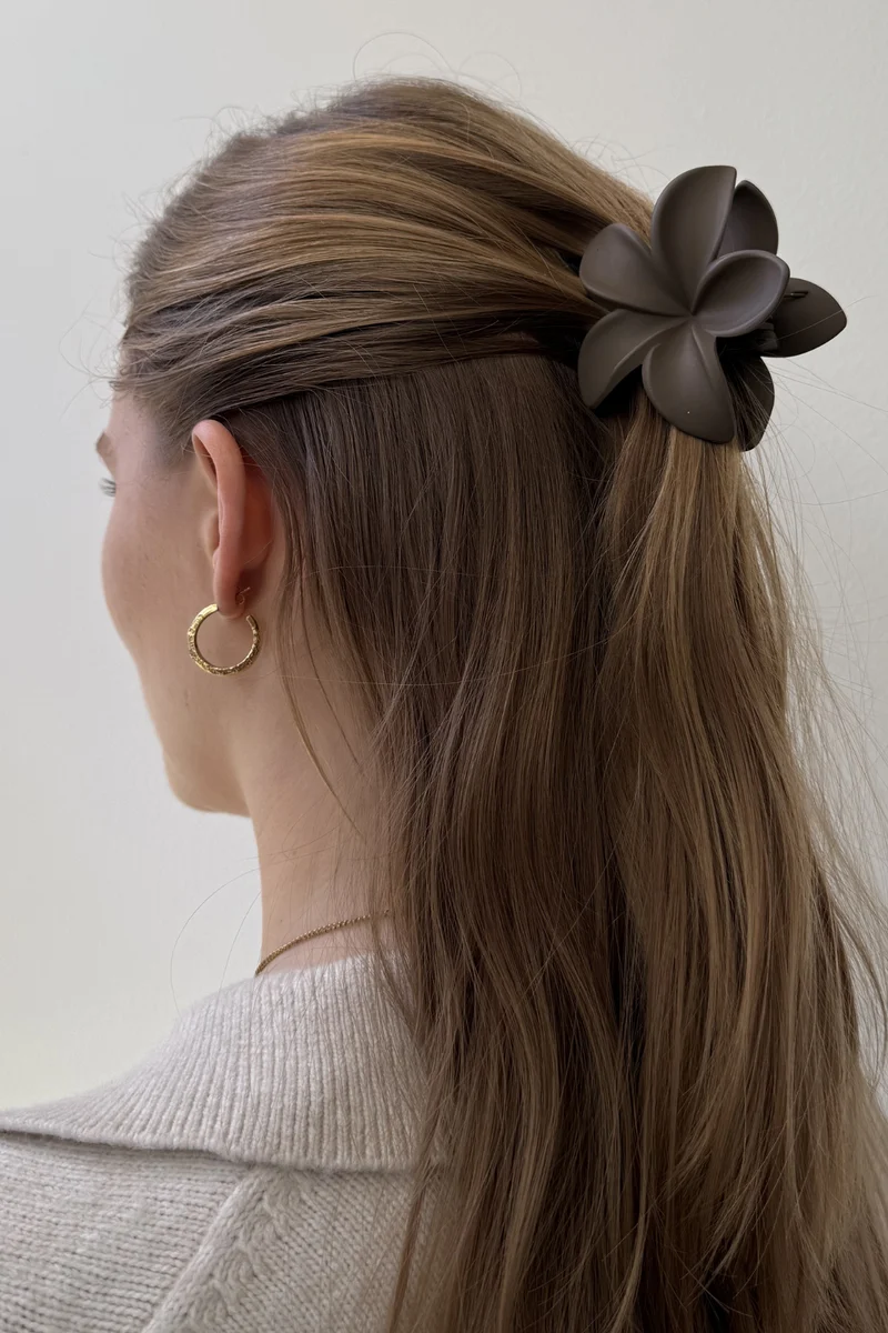 Flower Hair Clip - Brown