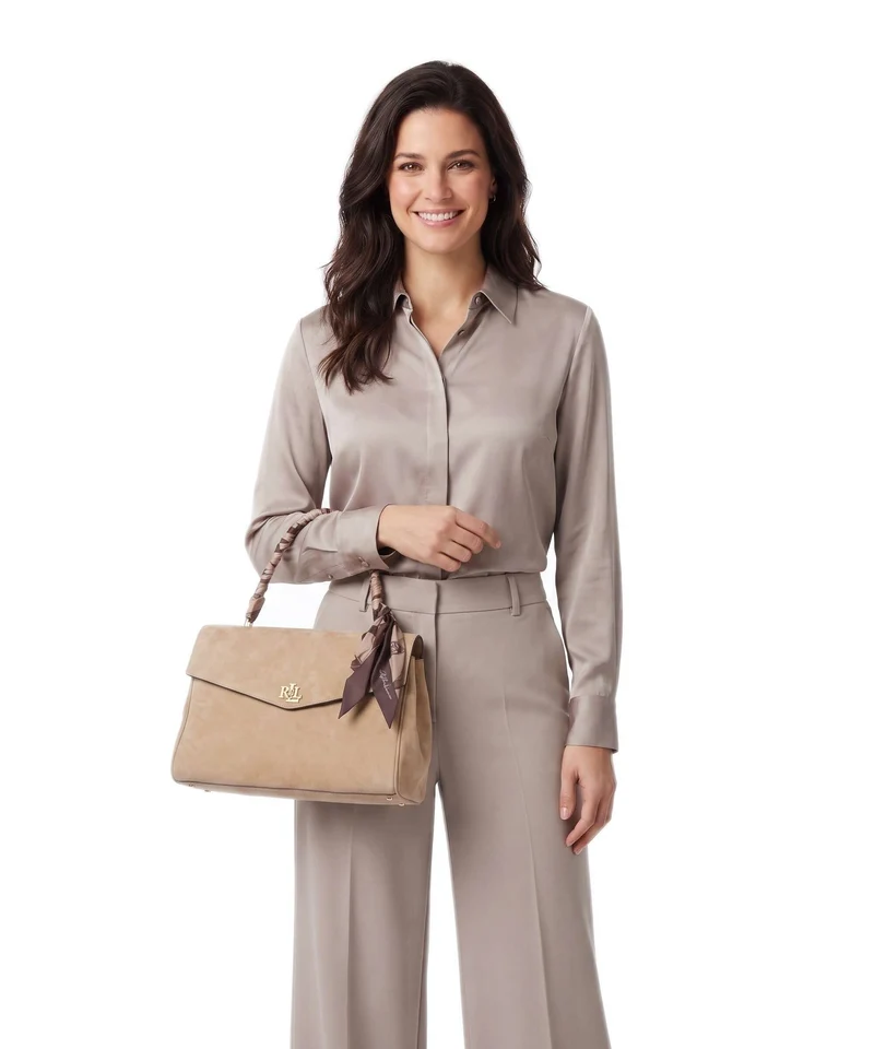 Lauren Ralph Lauren Farrah Medium Bolso de mano camel/urban bltng/camel multi