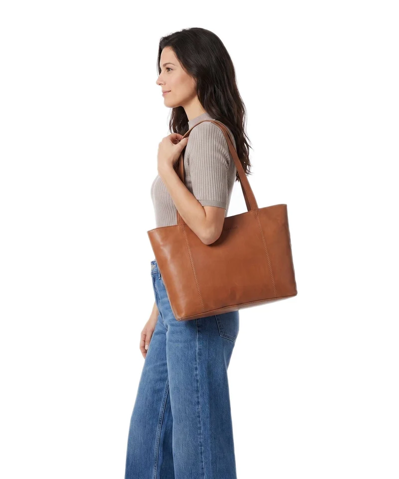 The Chesterfield Brand Wax Pull Up Cow Anira Bolsa shopping cognac