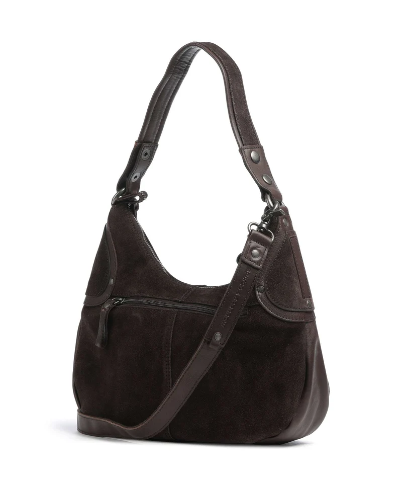 Spikes & Sparrow Suede Mix Anne-Lou Bolso de hobo dark brown