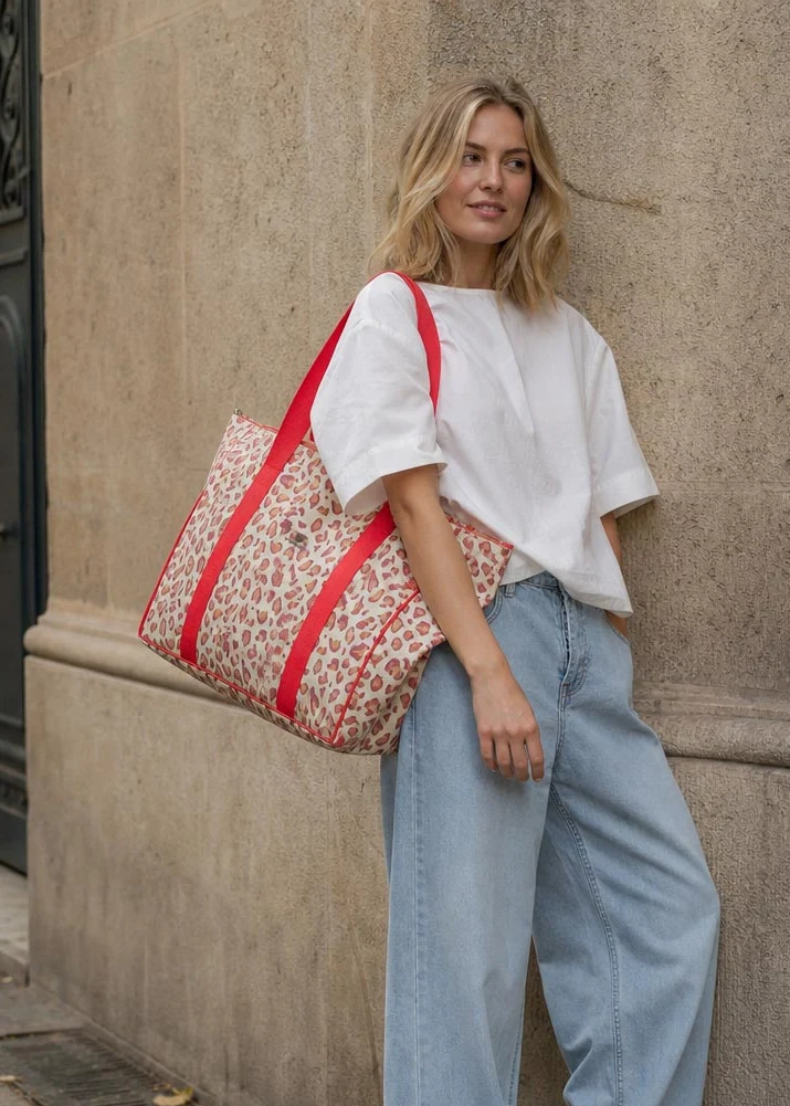 Pack Jaipur Bolso de Viaje Mediano + Bolso de Mano Neopreno Coral Flúor