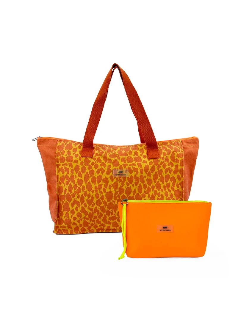 Pack Arizona Bolso de Viaje Grande Maxi + Bolso de Mano Neopreno Naranja Flúor