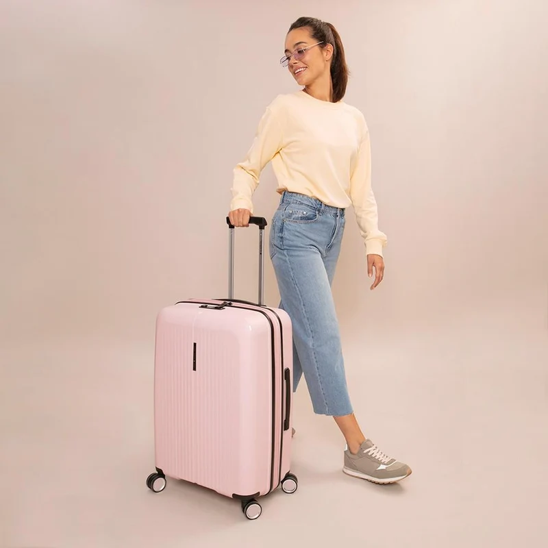 Maleta Mediana Gabol Brooklyn Rosa Metalizado Expandible