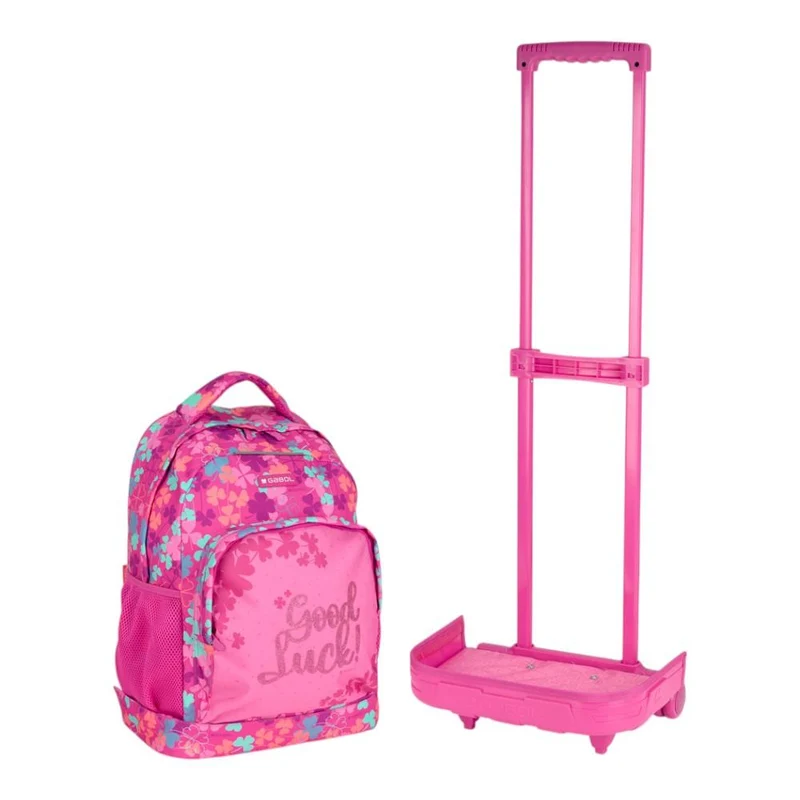 Mochila Escolar con Carro Desmontable Gabol Clover Fucsia para Niña