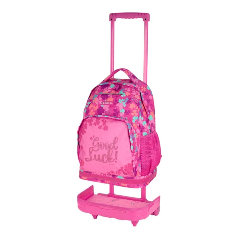 Mochila Escolar con Carro Desmontable Gabol Clover Fucsia para Niña