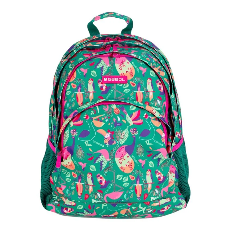 Mochila Escolar Gabol Vida Verde Estampada 3 Compartimentos