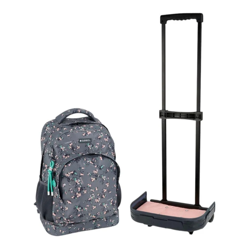 Mochila Escolar con Carro Desmontable Gabol Secret Gris para Niña