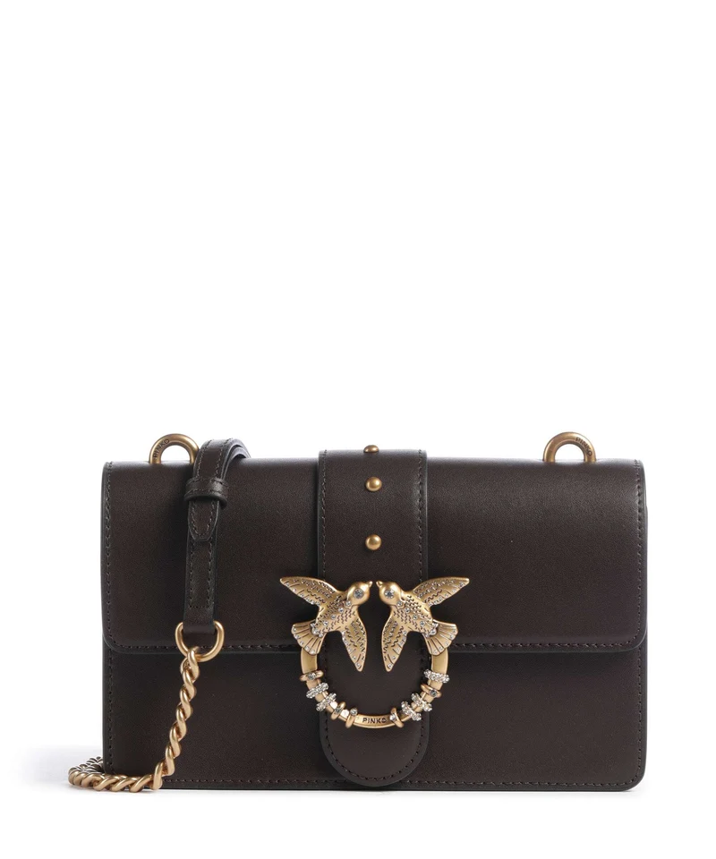 Pinko Love One Mini New Buckle Bandolera marrone marasca/antique gold