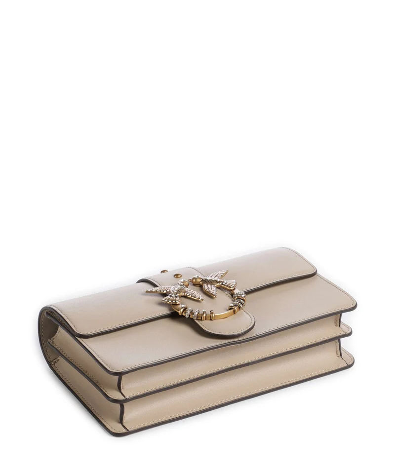 Pinko Love One Mini New Buckle Bandolera beige/grigio fumo/antique gold