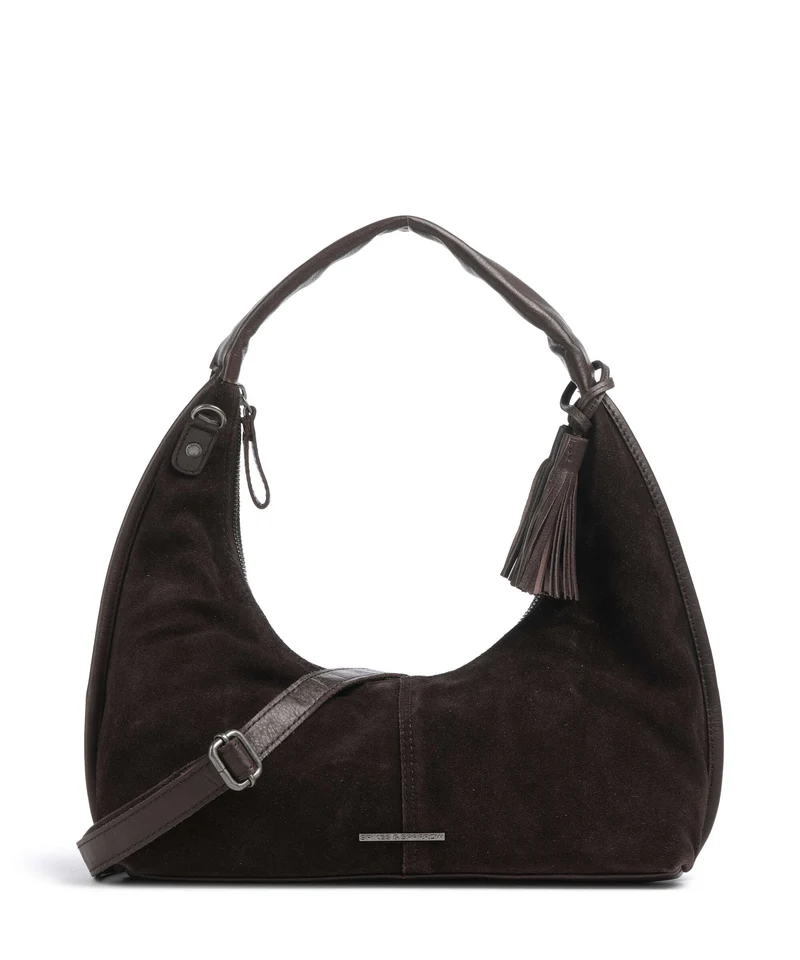 Spikes & Sparrow Suede Mix Gwyn Bolso de hobo dark brown
